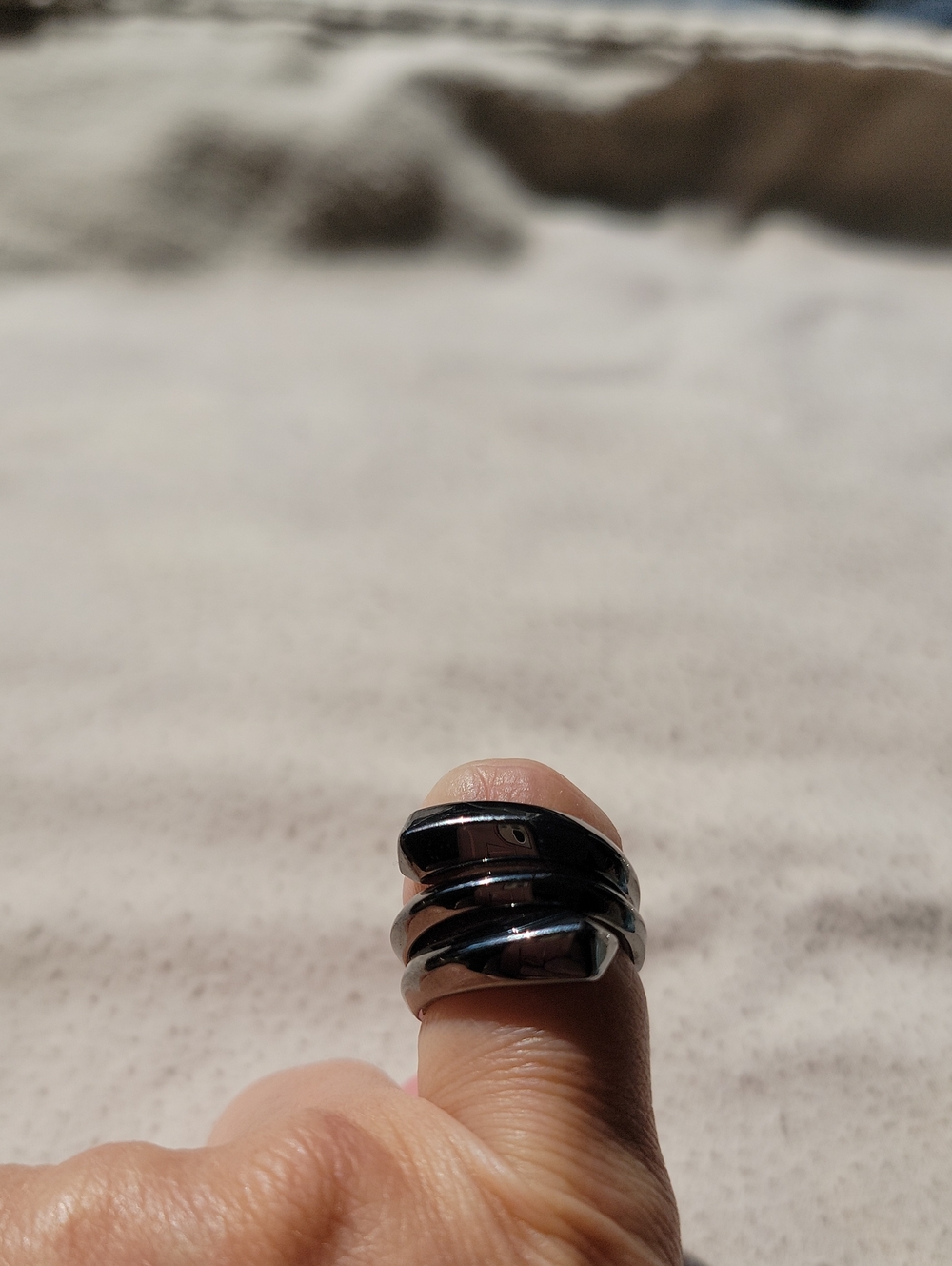 Silver Back, Black Front Twisted Band Ring - Lia Sophia